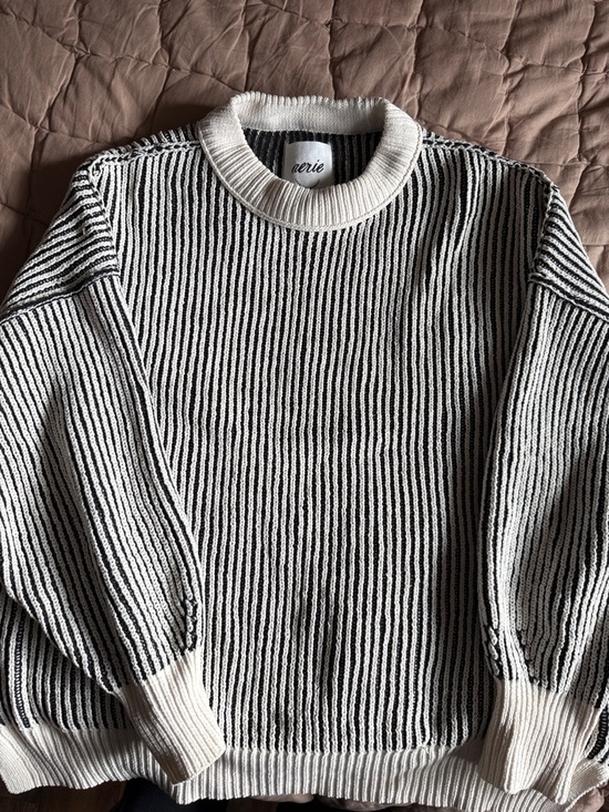 aerie Sweaters - aerie Oversized Black and White Striped Knit Sweater